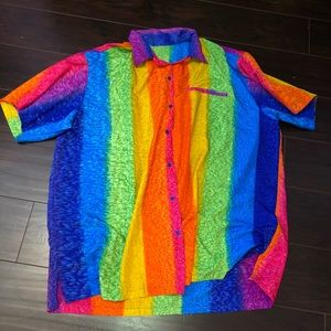 🌈 4XL RAINBOW BUTTON DOWN SHIRT/ COVERUP/ DRESS